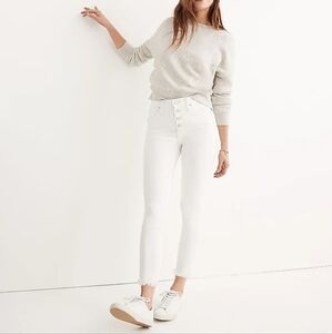 Madewell Pure White 10" High-Rise Skinny  Button-Front Crop Jeans 26